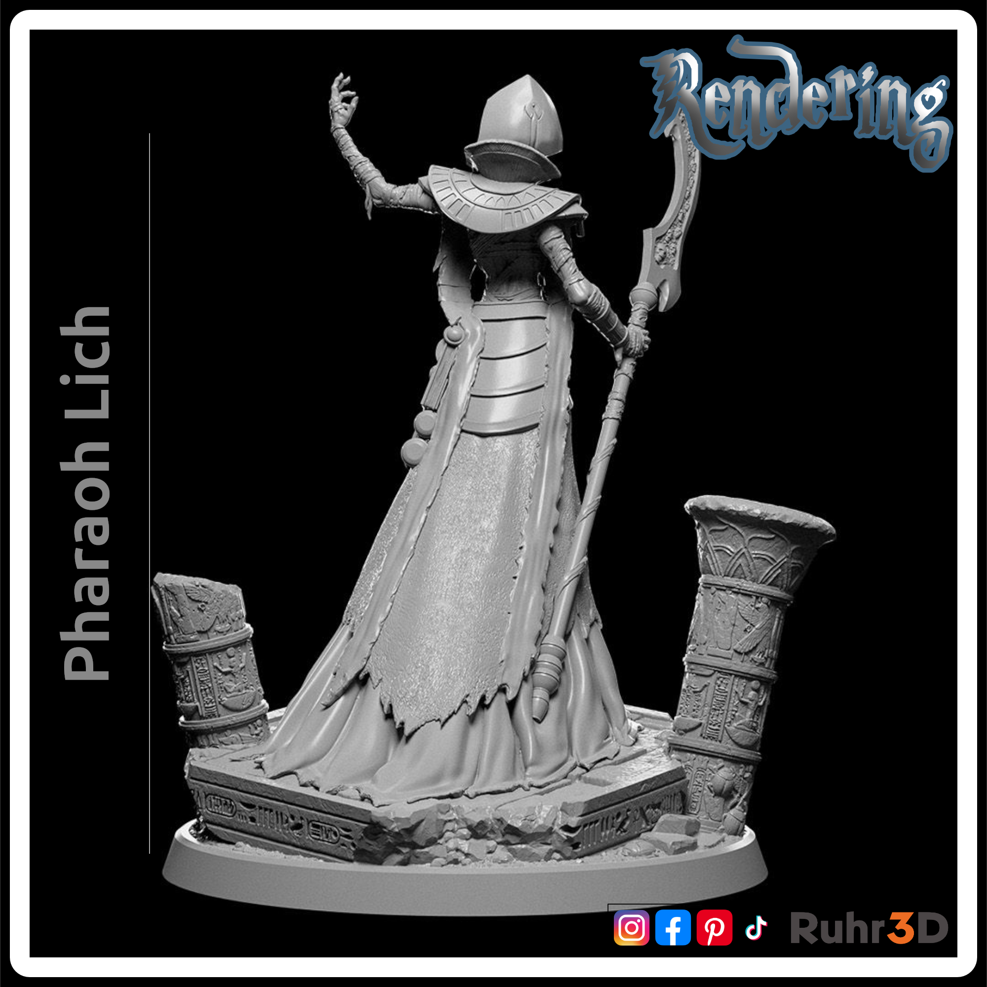 Pharaoh Lich - Sands of Time • 32mm • Tabletop • RPG • Miniatur • Unbemalte Kunstharzfigur •