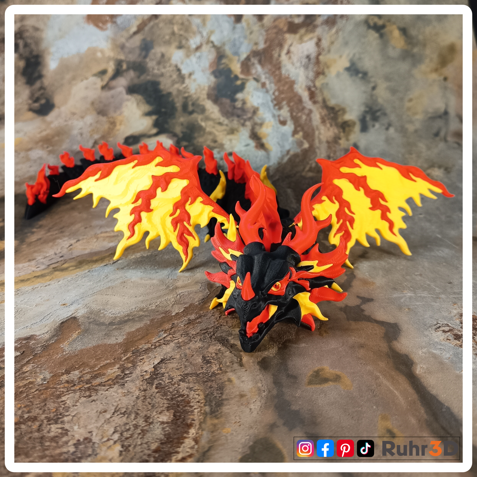Scorchwing Tyrant - Flammenflügel Tyrann - 3-farbig • Beweglicher Drache • Flexibel • Dekoration •