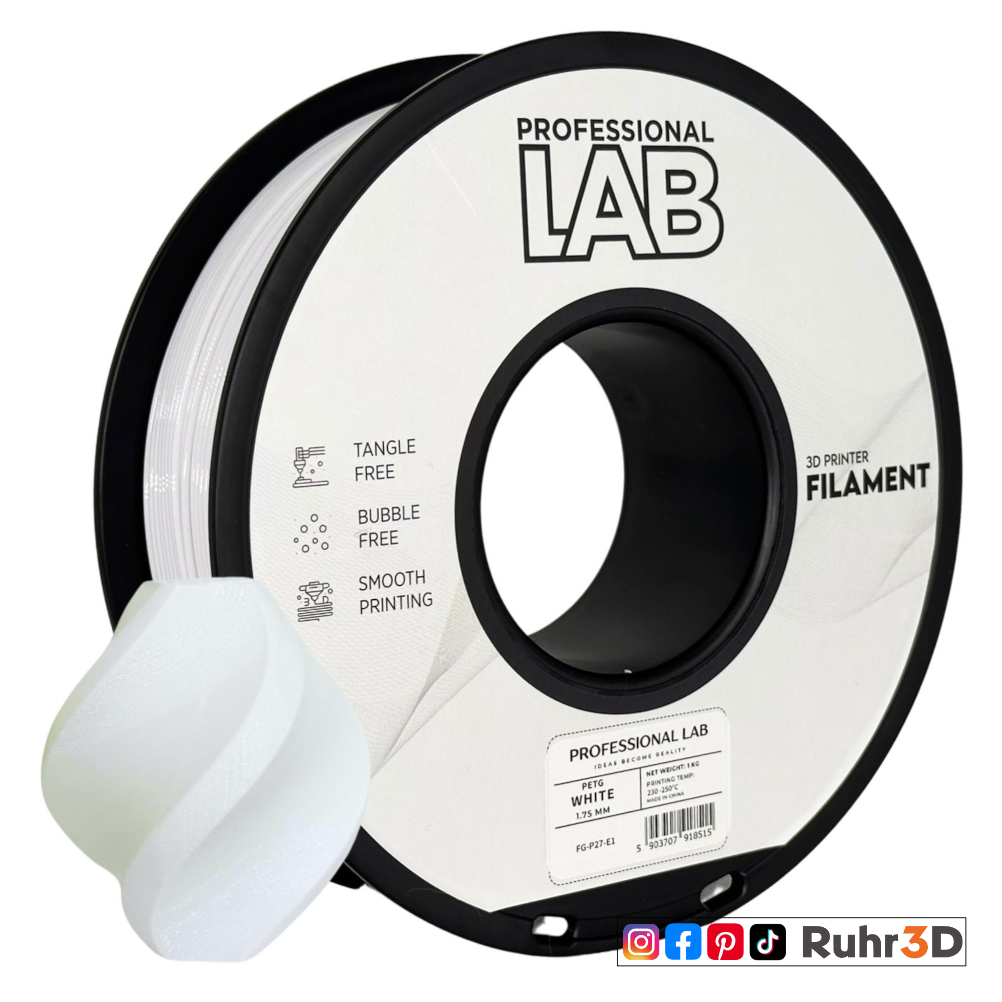 PETG Prof. Lab - White - 1,75mm / 1,0kg