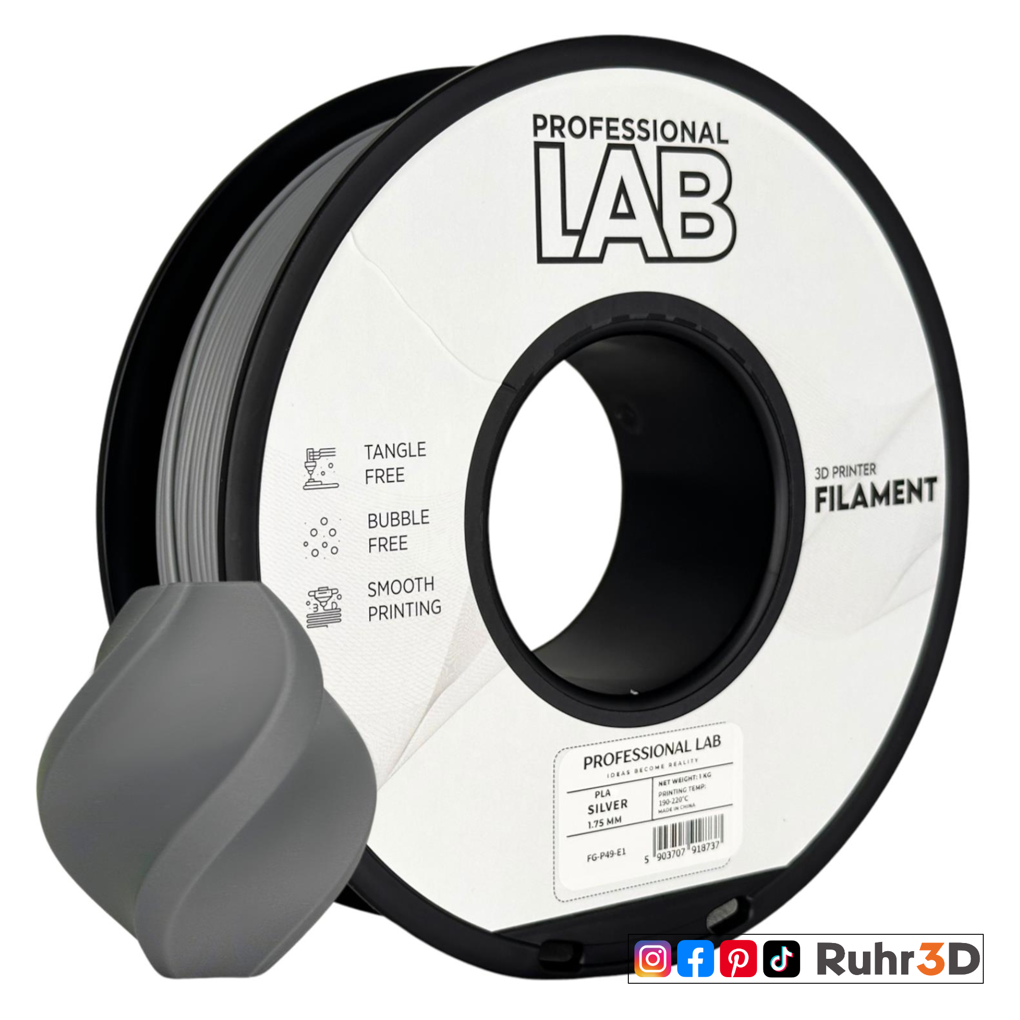 PLA - Silver - 1,75mm / 1,0kg
