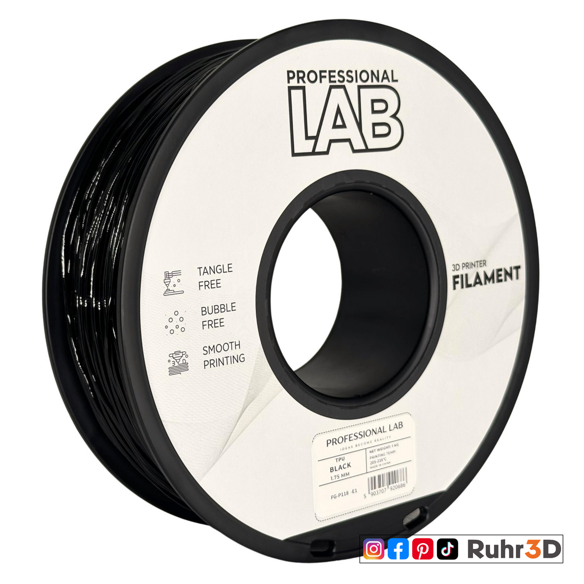TPU Shore 95A - Black - 1,75mm / 1,0kg