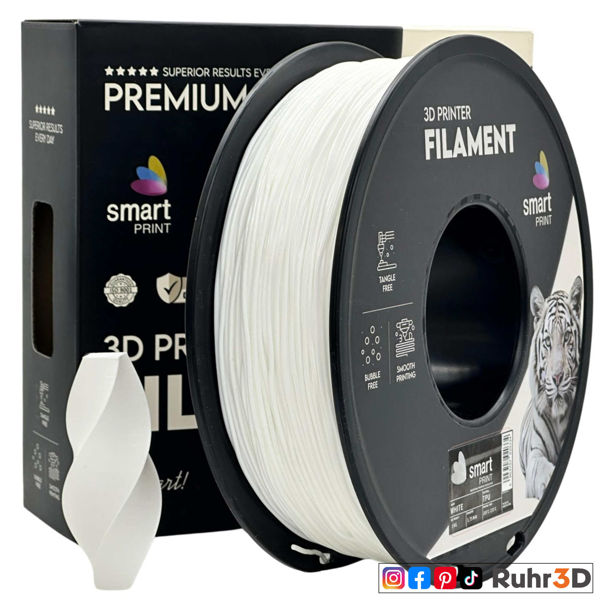 TPU Shore 95A Smart Print - White - 1,75mm / 1,0kg